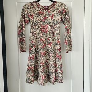 April Cornell Floral Kids Dress in Red and Cream